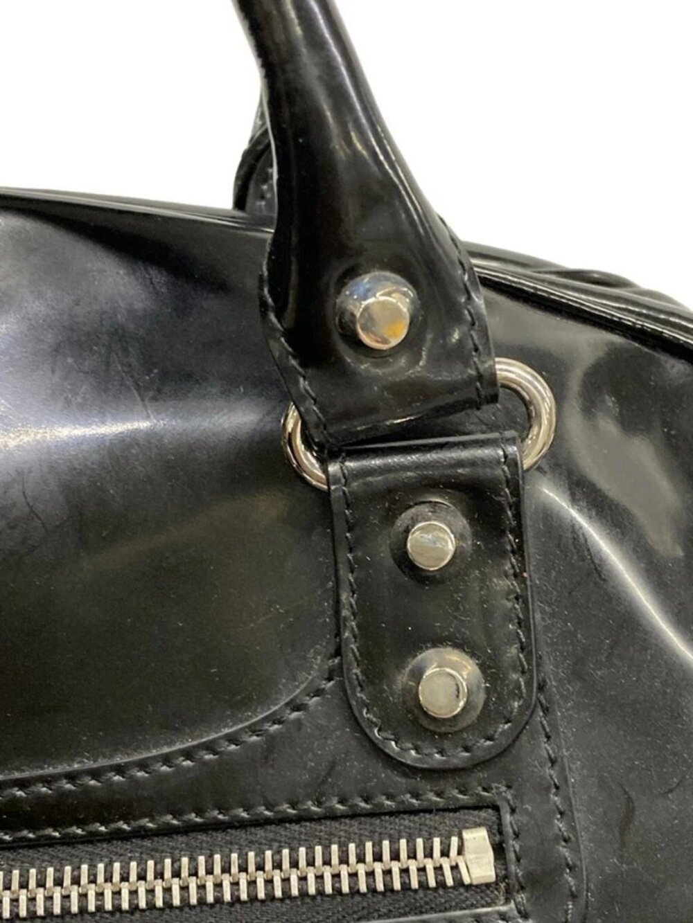 BALENCIAGA The Holiday 203250 Black Leather Boston Bag - Picture 11 of 15